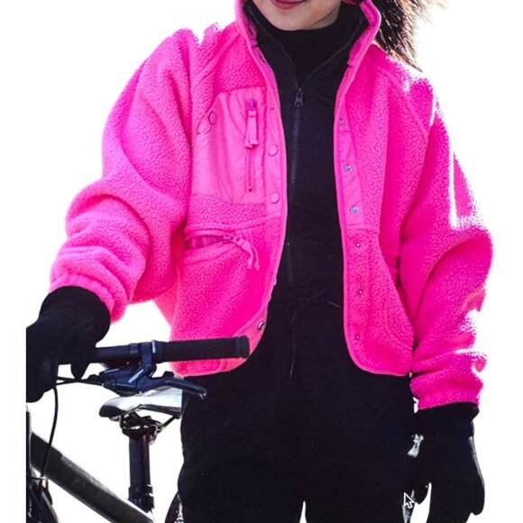 FP Movement by Free People Womens XS Hit the Slopes Fall Short Fleece Jacket Pin - Picture 1 of 12